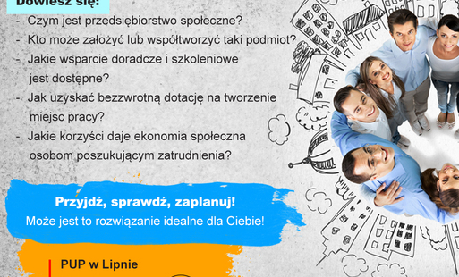 Zdjęcie do Plakat promujący spotkanie z przedstawicielem OWES, kt&oacute;re odbędzie się w siedzibie PUP Lipno